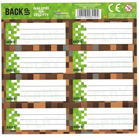 NAKLEJKI NA ZESZYT MINECRAFT 16 SZT DERFORM