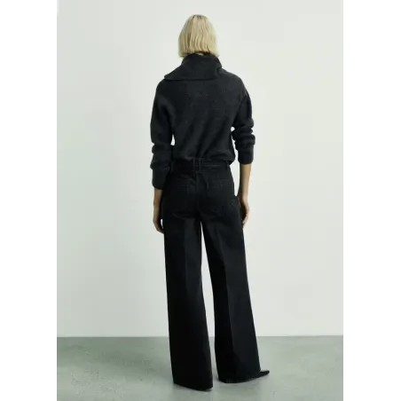 Spodnie Jeansowe Mango Emma Wideleg Black Denim 36