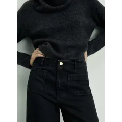 SPODNIE JEANSOWE MANGO EMMA WIDELEG BLACK DENIM 36