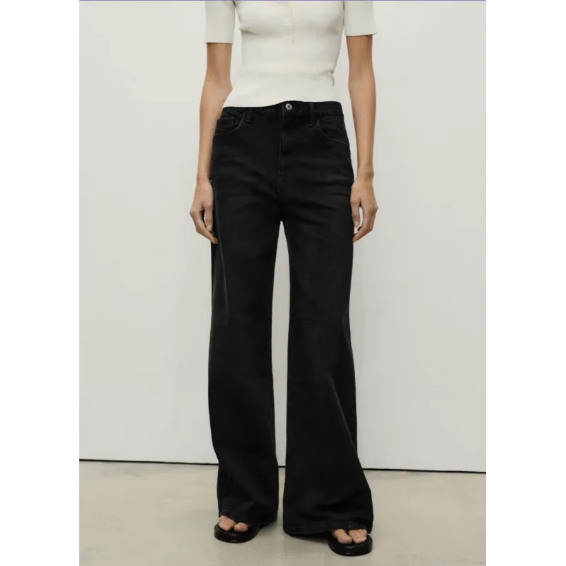 JEANSY DAMSKIE MANGO ELISE WIDE LEG WYSOKI STAN ROZMIAR 36 BLACK DENIM