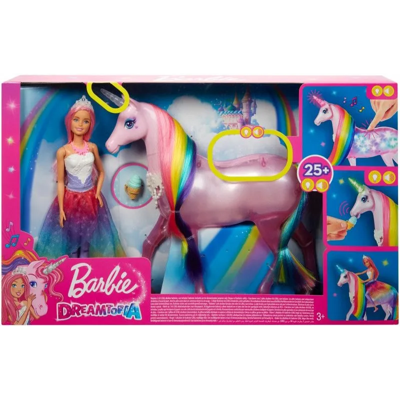 LALKA BARBIE JEDNOROŻEC MAGIA ŚWIATEŁ DREAMTOPIA 3+ - Mattel