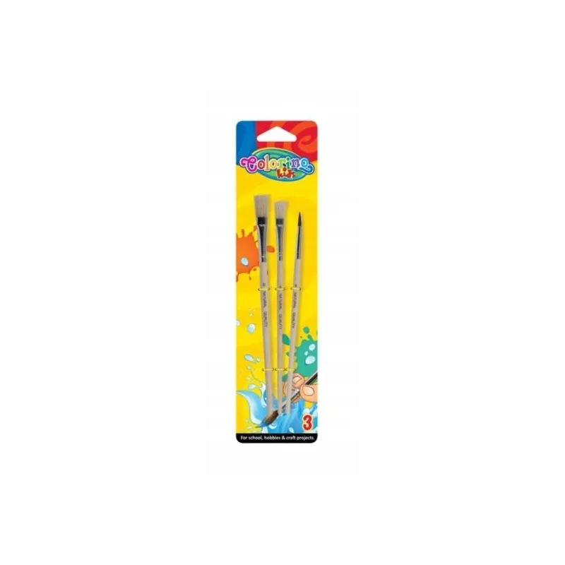 PĘDZELKI SZKOLNE 3 SZTUKI COLORINO KIDS