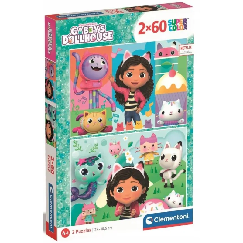 PUZZLE KOCI DOMEK GABI 2x60 ELEMENTÓW SUPER COLOR CLEMENTONI 4+