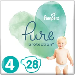 PAMPERS, PURE PROTECTION, PIELUCHY JEDNORAZOWE, ROZMIAR 4, 9–14 KG, 28 SZT.
