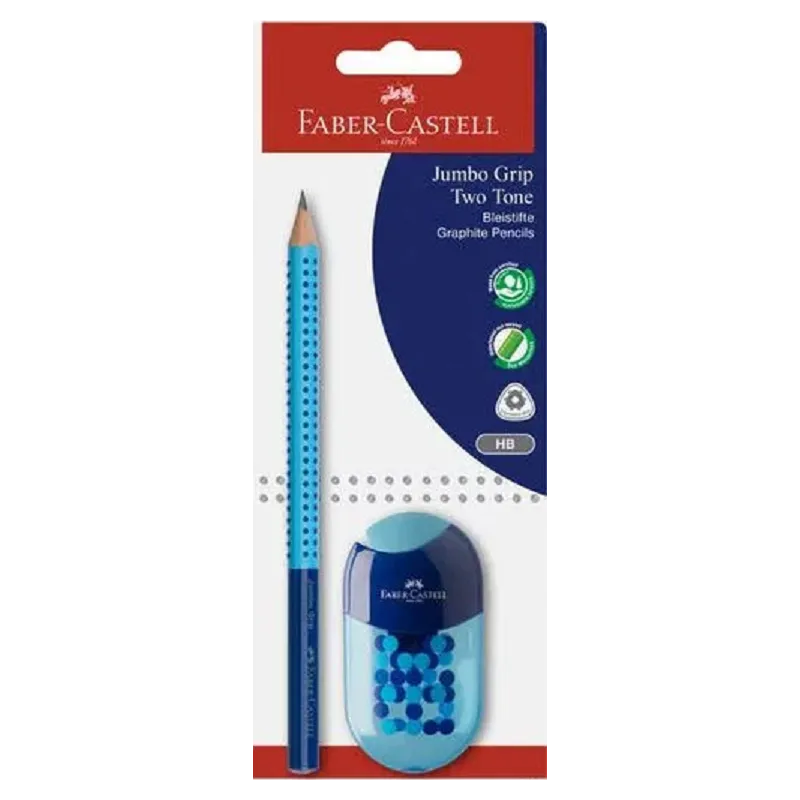 ZESTAW JUMBO GRIP TWO TONE OŁÓWEK I TEMPERÓWKA Z GUMKĄ FABER-CASTELL