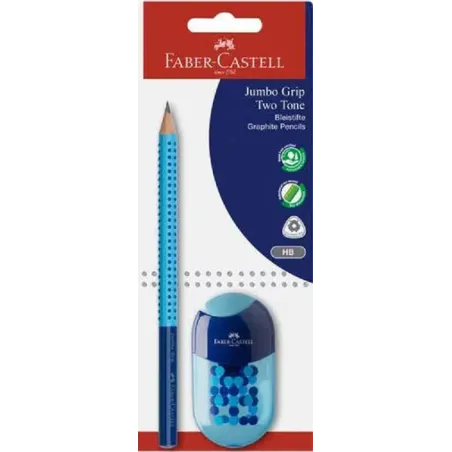 ZESTAW JUMBO GRIP TWO TONE OŁÓWEK I TEMPERÓWKA Z GUMKĄ FABER-CASTELL