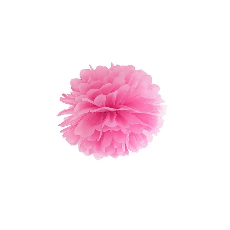 RÓŻOWY POMPON BIBUŁOWY 25 CM OZDOBY NA PRZYJĘCIE