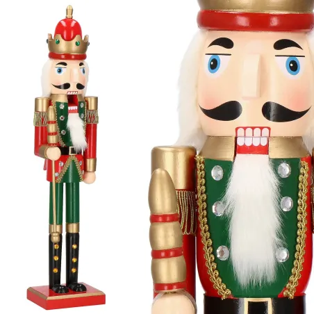 Duży Dziadek Do Orzechów Drewniany 60 Cm Czerwono-Zielony Duży Dziadek Do Orzechów Drewniany 60 Cm Czerwono-Zielony