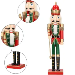 DUŻY DZIADEK DO ORZECHÓW DREWNIANY 60 CM CZERWONO-ZIELONY