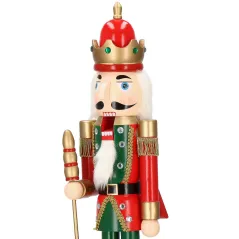 DUŻY DZIADEK DO ORZECHÓW DREWNIANY 60 CM CZERWONO-ZIELONY