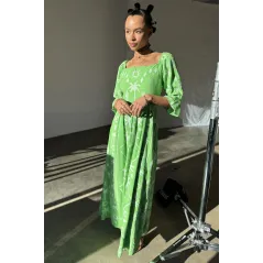 Sukienka Maxi Never Fully Dressed Zielona Haftowana Rozmiar 38