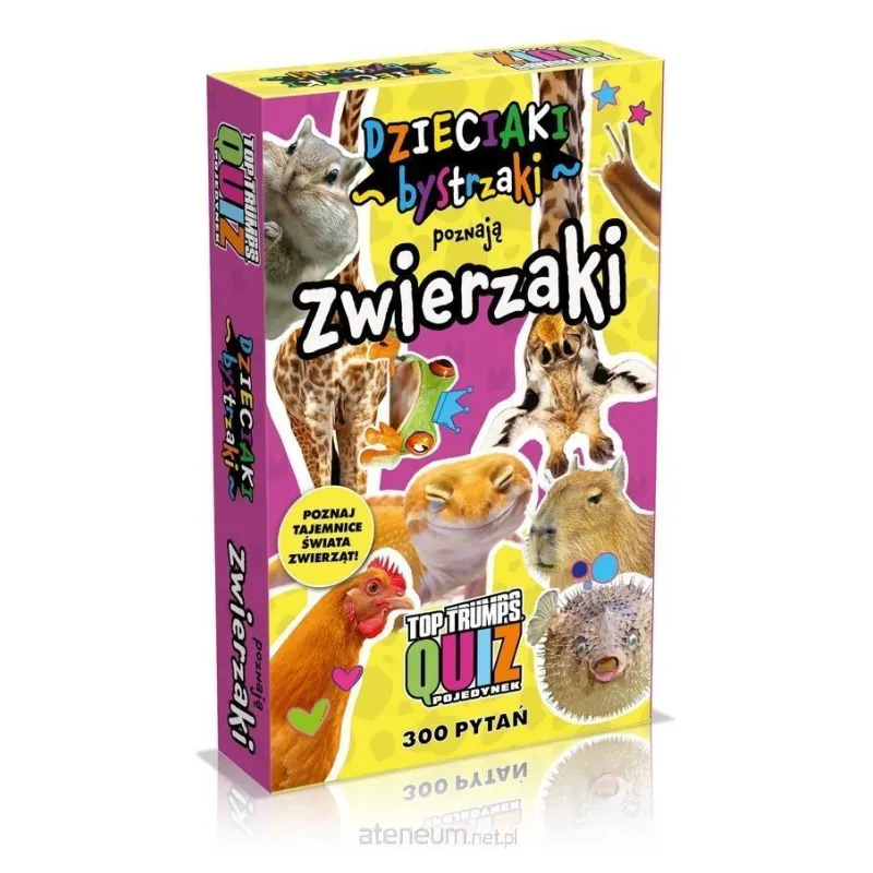 DZIECIAKI BYSTRZAKI POZNAJĄ ZWIERZAKI TOP TRUMPS QUIZ POJEDYNEK 300 PYTAŃ 7+ DZIECIAKI BYSTRZAKI POZNAJĄ ZWIERZAKI TOP TRUMPS QUIZ POJEDYNEK 300 PYTAŃ 7+