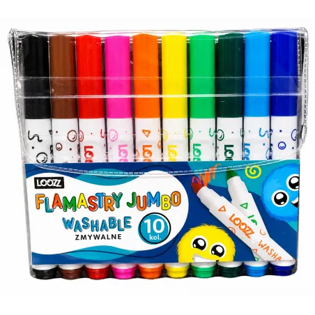 FLAMASTRY JUMBO ZMYWALNE 10 KOLORÓW LOOZZ