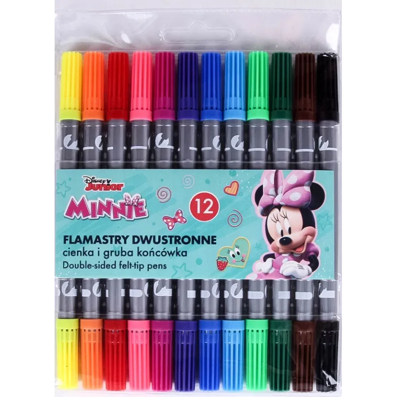 FLAMASTRY DWUSTRONNE MYSZKA MINNIE 12 KOLORÓW FLAMASTRY DWUSTRONNE MYSZKA MINNIE 12 KOLORÓW
