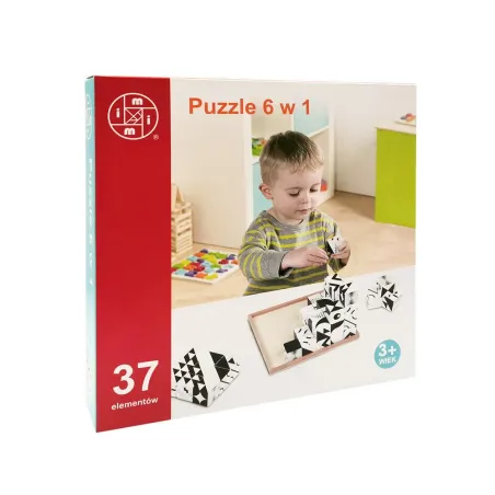 DREWNIANE PUZZLE 6W1 ŁAMIGŁÓWKI LOGICZNE 3+ - Panon