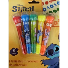 FLAMASTRY Z ROLLEREM DO SZLACZKÓW STITCH 5 KOLORÓW ST. MAJEWSKI