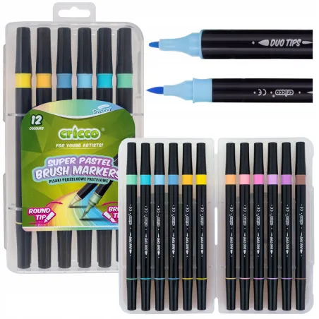 Pisaki Pędzelkowe 12 Kolorów Pastelowe Brush Cricco