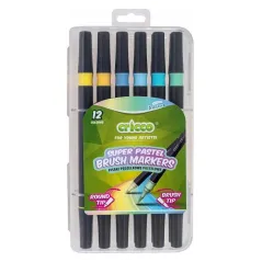 Pisaki Pędzelkowe 12 Kolorów Pastelowe Brush Cricco