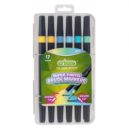 Pisaki Pędzelkowe 12 Kolorów Pastelowe Brush Cricco