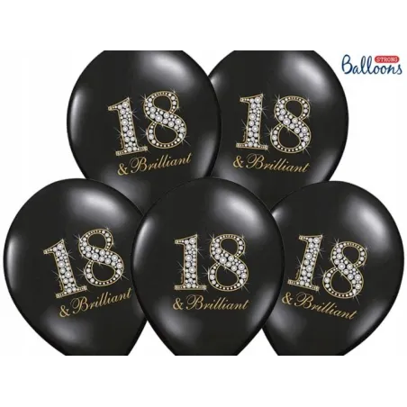 Balony Na 18 Urodziny Czarne Brilliant 6 Sztuk Partydeco Balony Na 18 Urodziny Czarne Brilliant 6 Sztuk Partydeco