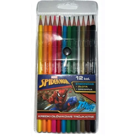 KREDKI OŁÓWKOWE SPIDER-MAN 12 KOLORÓW ST. MAJEWSKI