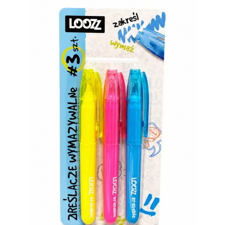 ZAKREŚLACZE WYMAZYWALNE 3 KOLORY LOOZZ