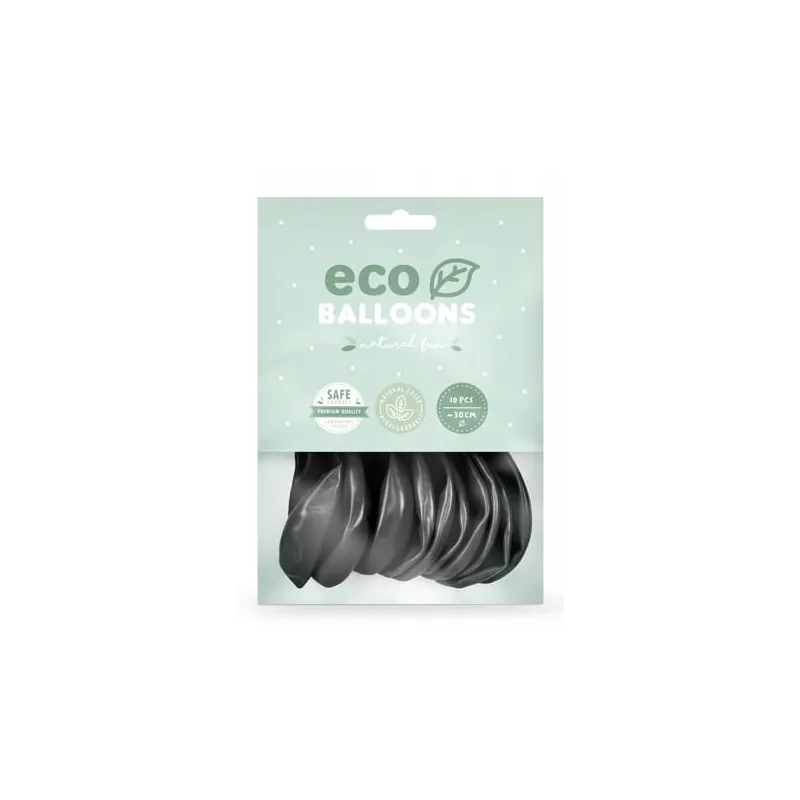 BALONY ECO 26 CM METALIZOWANE CZARNE 10 SZTUK