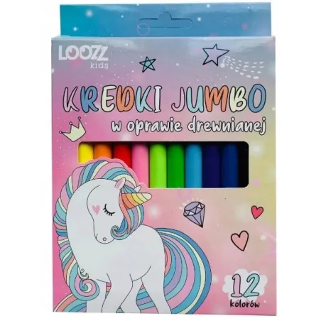 Kredki Ołówkowe Jumbo W Oprawie Drewnianej 12 Kolorów Loozz