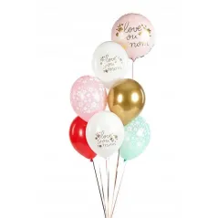 BALONY LATEKSOWE LOVE YOU MOM DZIEŃ MATKI 30 CM 6 SZT