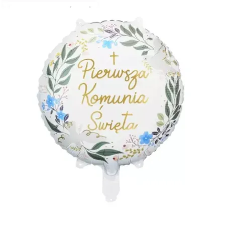 BALON FOLIOWY PIERWSZA KOMUNIA ŚWIĘTA 45 CM