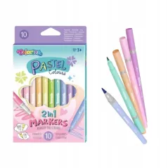 Flamastry Pastelowe Dwustronne 10 Kolorów Colorino