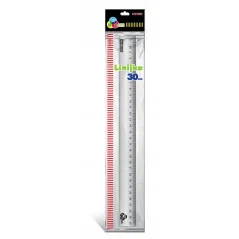 LINIJKA ALUMINIOWA 30 CM Z PODKŁADEM ANTYPOŚLIZGOWYM