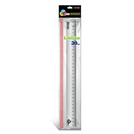 LINIJKA ALUMINIOWA 30 CM Z PODKŁADEM ANTYPOŚLIZGOWYM
