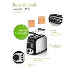 TOSTER NA 2 KROMKI CAMRY CR3208 - Adler