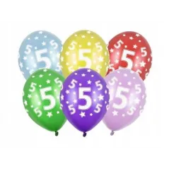 BALONY LATEKSOWE 5 URODZINY 6 SZT 30 CM DEKORACJA IMPREZOWA