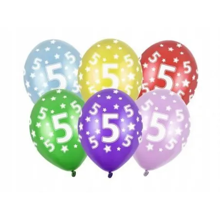 BALONY LATEKSOWE 5 URODZINY 6 SZT 30 CM DEKORACJA IMPREZOWA