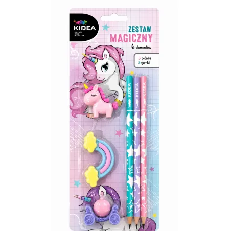 ZESTAW 3 OŁÓWKÓW I 3 GUMEK DO MAZANIA MAGIC KIDEA