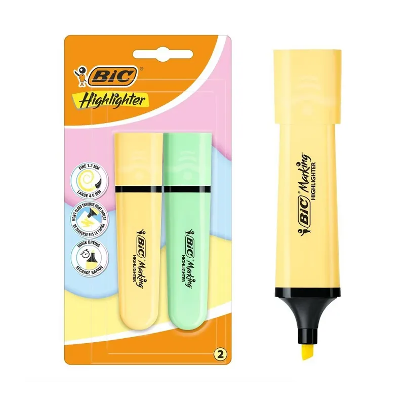 ZAKREŚLACZ HIGHLIGHTER FLAT ŻÓŁTY I ZIELONY 2 SZTUKI BIC