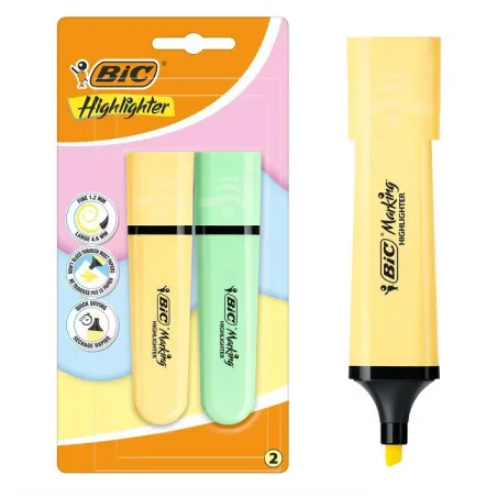Zakreślacz Highlighter Flat Żółty I Zielony 2 Sztuki Bic