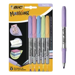 MARKER PERMANENTNY PASTELOWY 5 KOLORÓW BIC MARKING - BiC