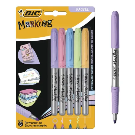 Marker Permanentny Pastelowy 5 Kolorów Bic Marker Permanentny Pastelowy 5 Kolorów Bic