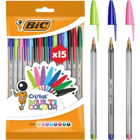 DŁUGOPIS TRADYCYJNY WIELOKOLOROWY 15 SZTUK BIC