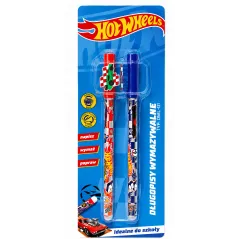 DŁUGOPIS WYMAZYWALNY Z GUMKĄ NIEBIESKI 2 SZTUKI HOT WHEELS ST. MAJEWSKI