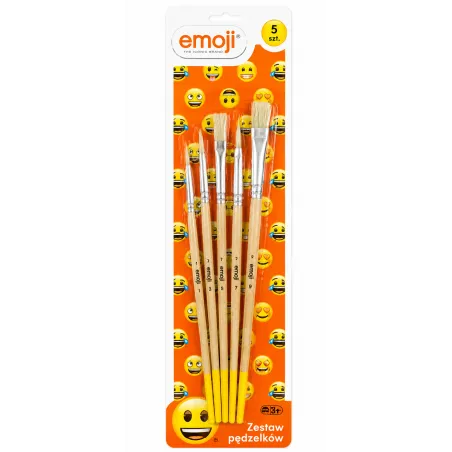 Pędzelki Szkolne Z Naturalnego Włosia 5 Sztuk Emoji Pędzelki Szkolne Z Naturalnego Włosia 5 Sztuk Emoji