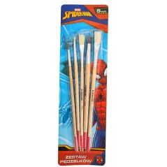 PĘDZELKI SZKOLNE Z NATURALNEGO WŁOSIA 5 SZTUK SPIDER-MAN