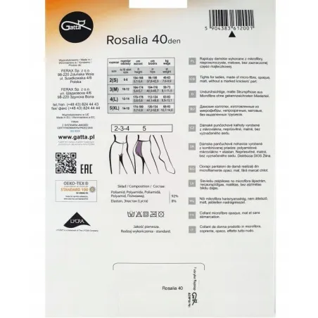 Rajstopy Gatta Rosalia 40 Den Mikrofibra Bezuciskowe 5-Xl Creme