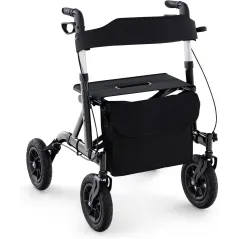 ROLLATOR CHODZIK BALKONIK DLA SENIORA 2W1 COSTWAY Z SIEDZISKIEM I OPARCIEM DO 136 KG