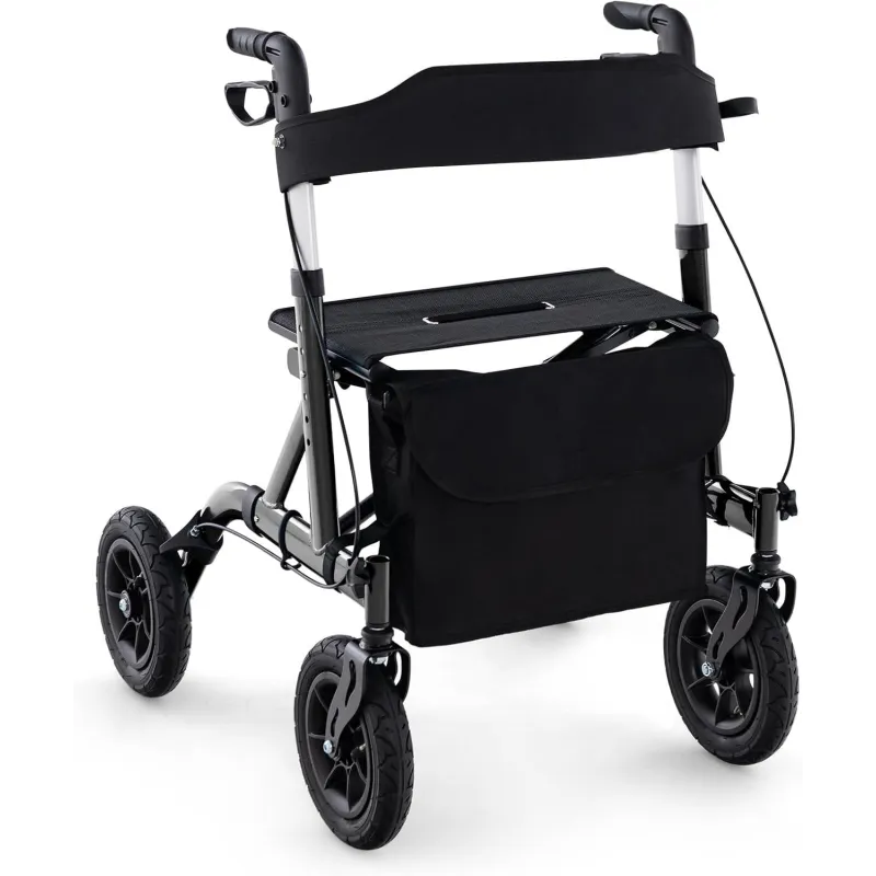 ROLLATOR CHODZIK BALKONIK DLA SENIORA 2W1 COSTWAY Z SIEDZISKIEM I OPARCIEM DO 136 KG