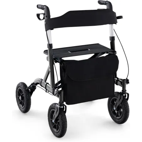 ROLLATOR CHODZIK BALKONIK DLA SENIORA 2W1 COSTWAY Z SIEDZISKIEM I OPARCIEM DO 136 KG