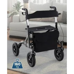 ROLLATOR CHODZIK BALKONIK DLA SENIORA 2W1 COSTWAY Z SIEDZISKIEM I OPARCIEM DO 136 KG